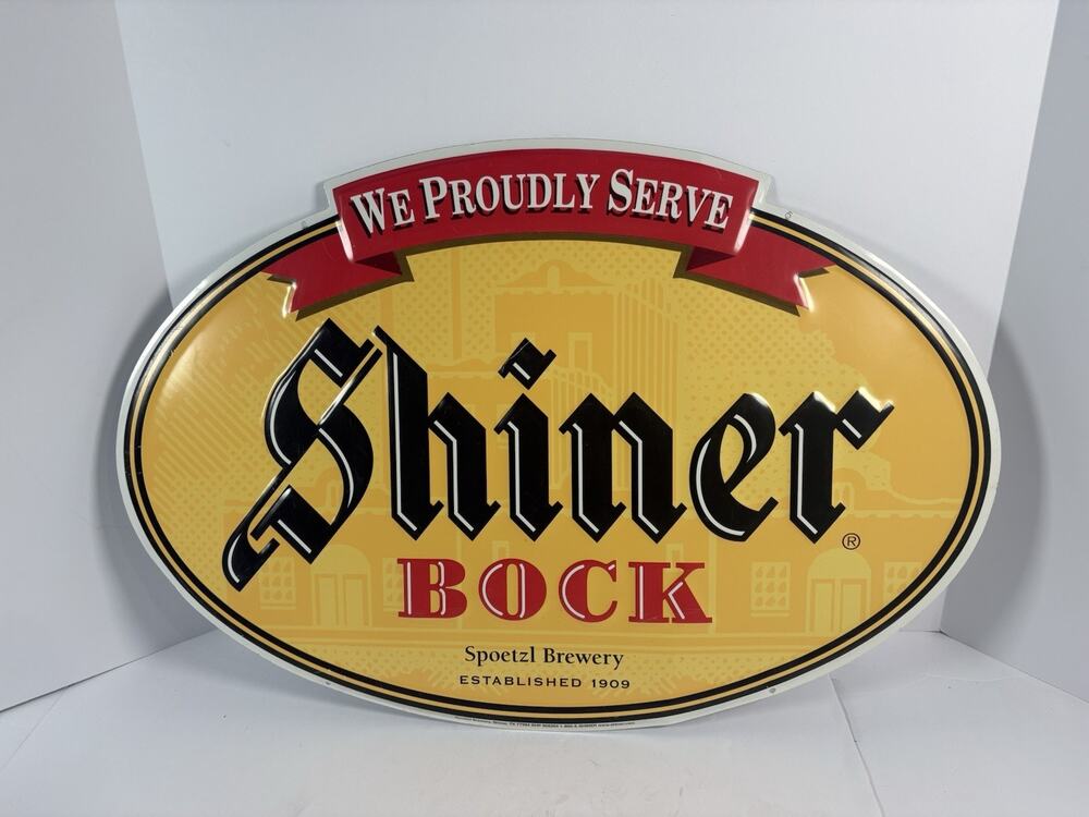 Shiner Bock Beer Embossed Metal Sign Spoetzl Brewery Texas Bar Advertising